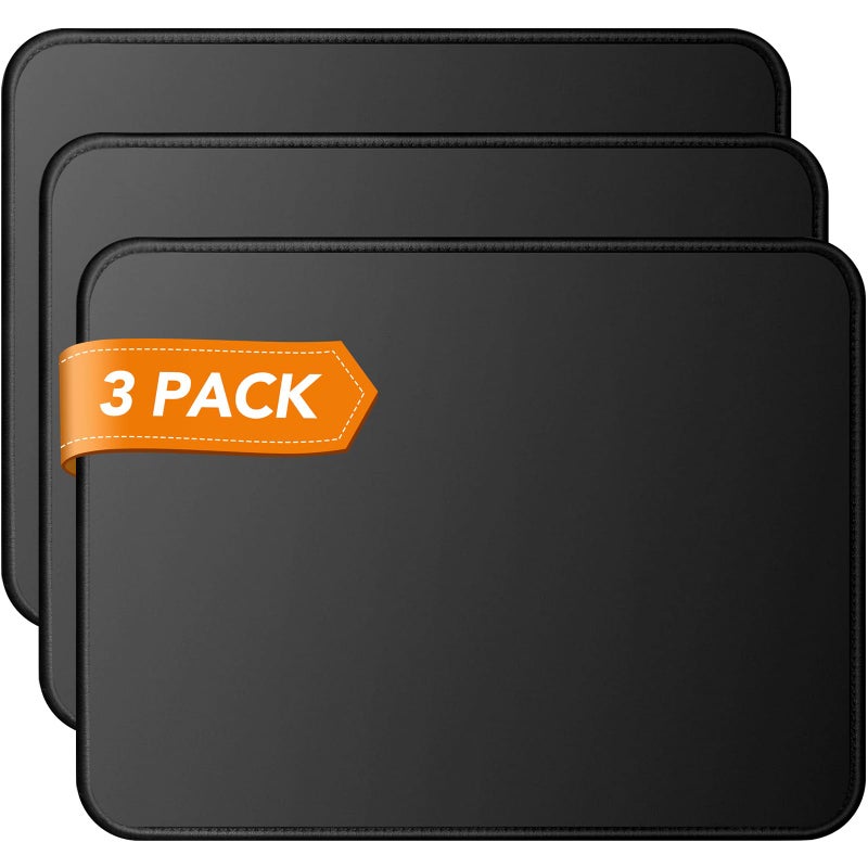 TONOS Mouse Pad 3 Packs, Basic Black Mouse Pad for Desk 11 x 8 3/4 x 1/8 in with Urtra-Smooth Surface, Stitched Edges and Non-Slip Rubber Base. Computer Mouse Pads for Laptop & PC, Gaming & Working. - Image 1